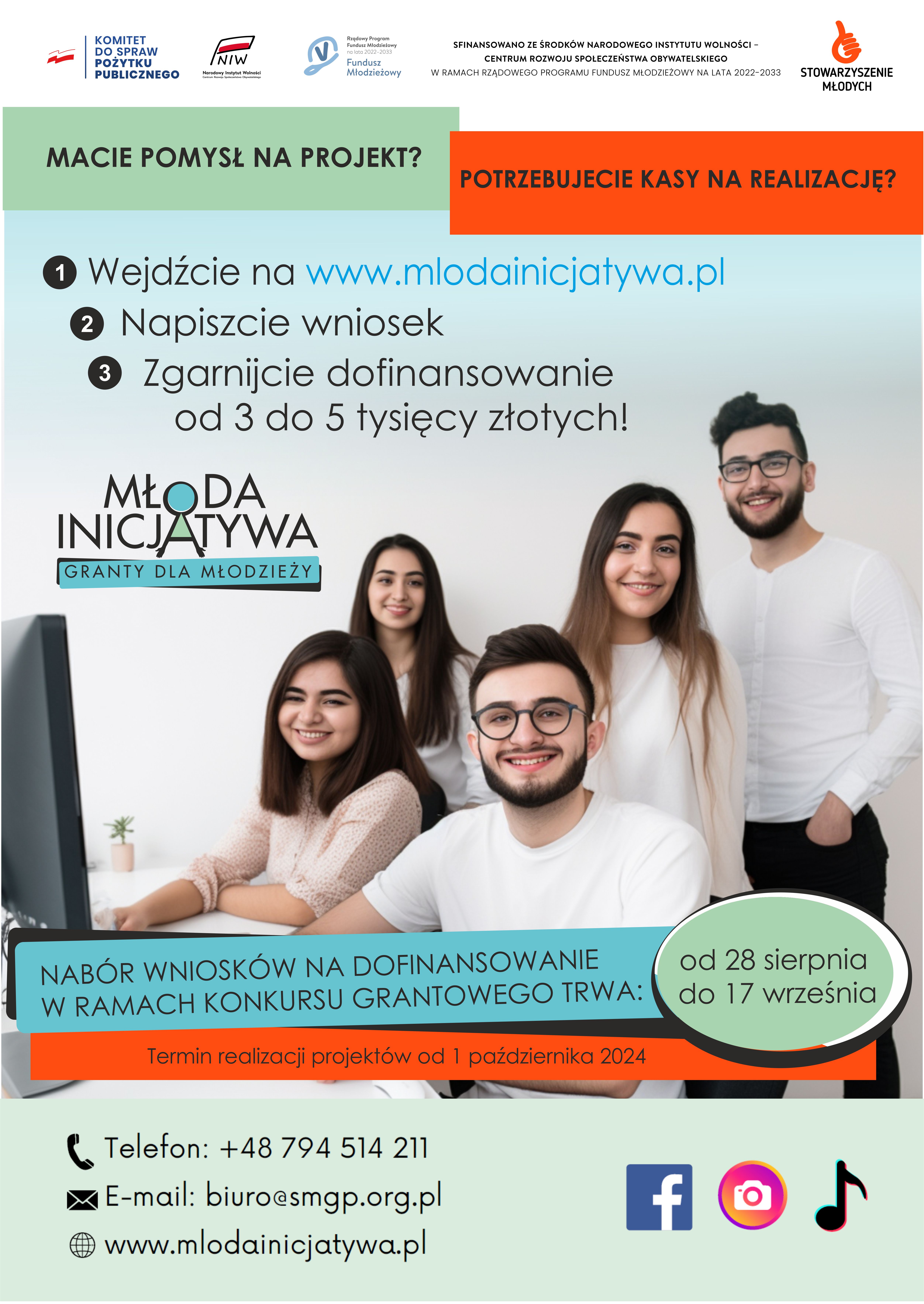 "Młoda Inicjatywa" - trwa nabór wniosków do konkursu grantowego 