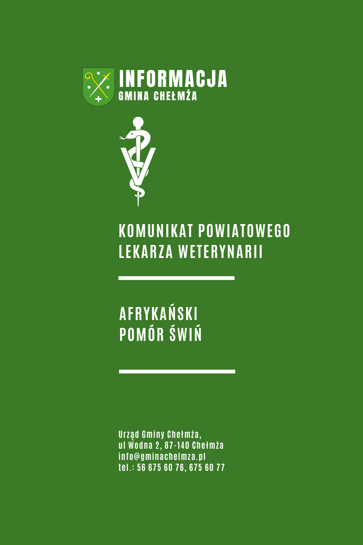 Afrykański Pomór Świń - KOMUNIKAT!