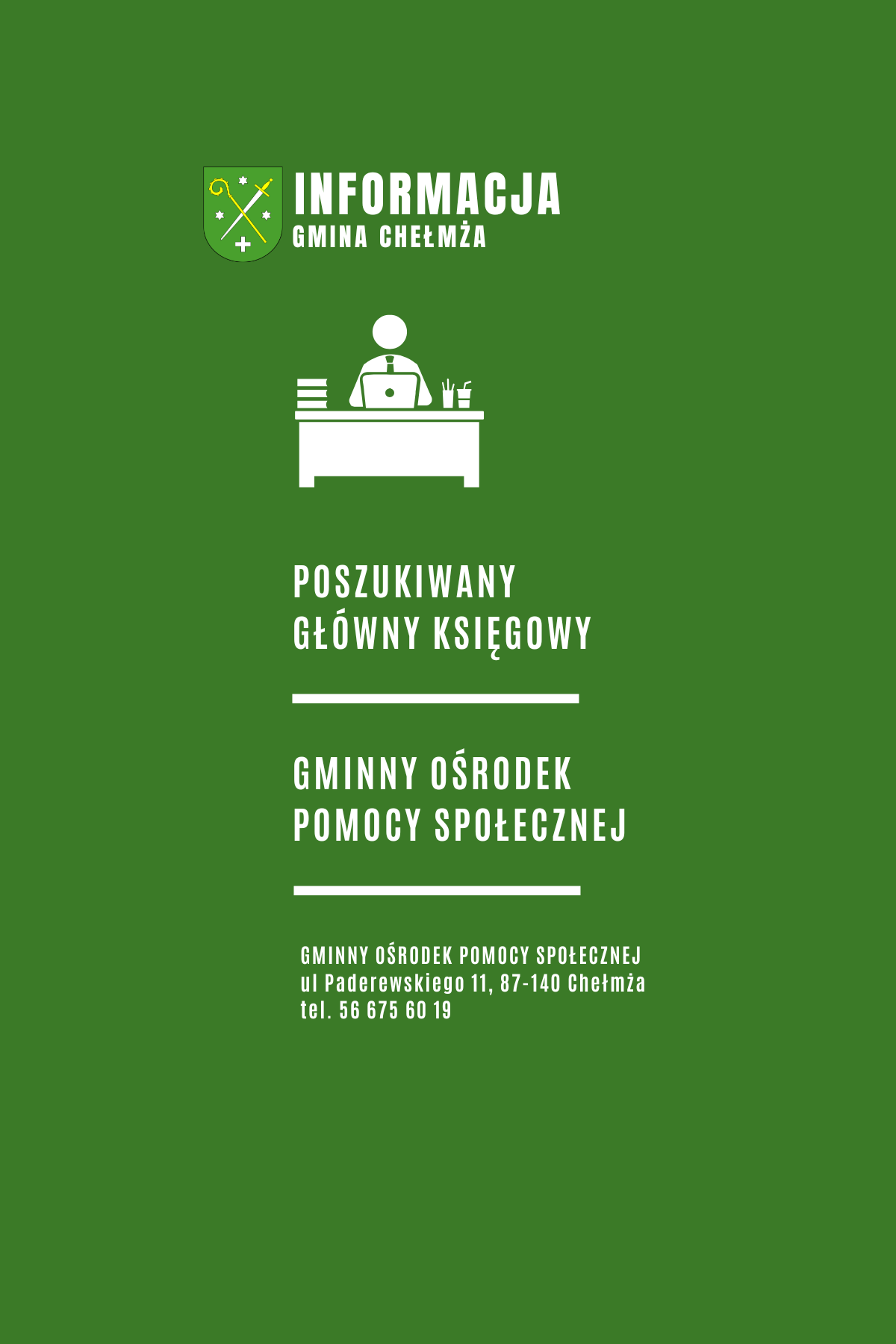 GOPS w Chełmży poszukuje głównego księgowego! 