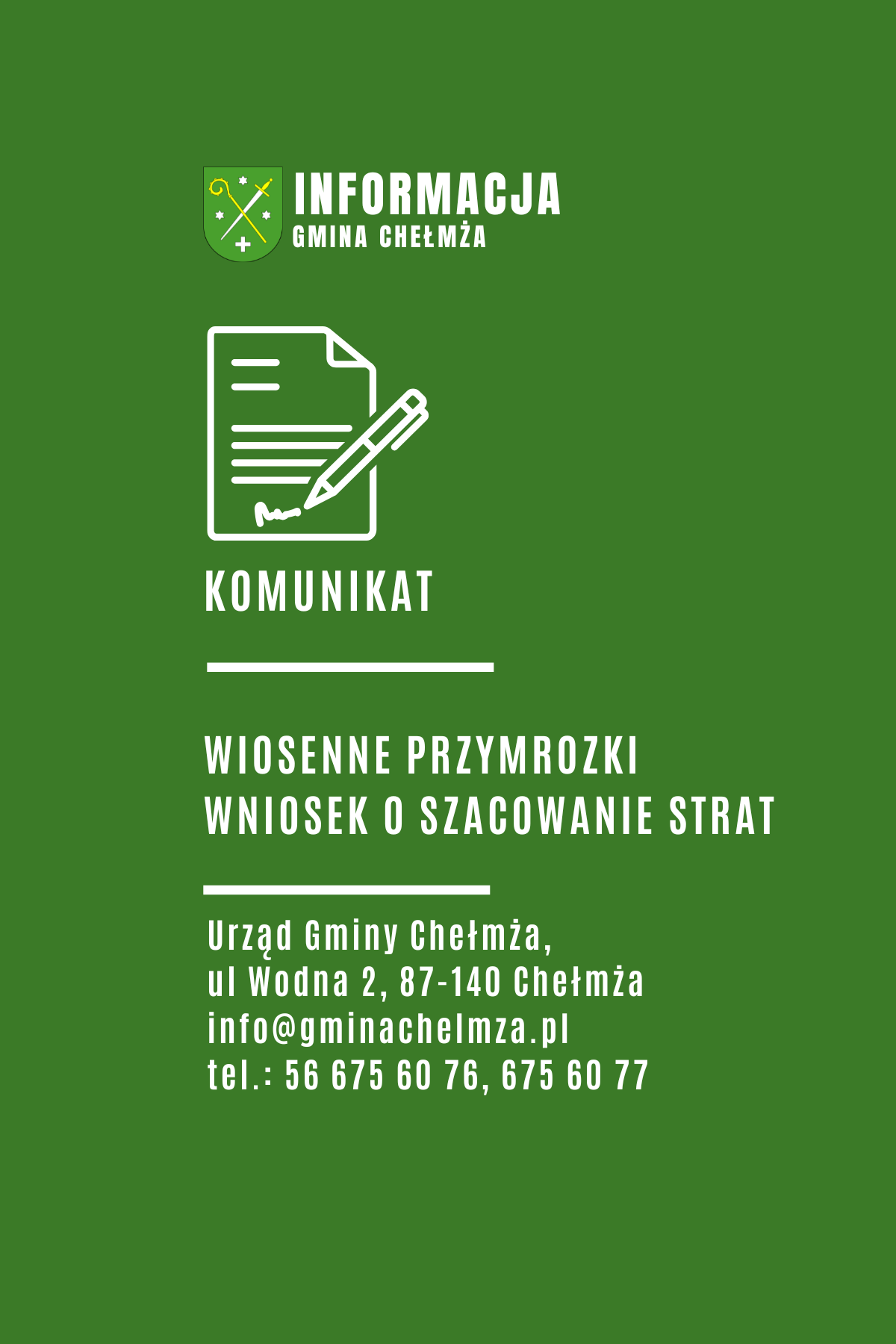 Przymrozki wiosenne - wniosek o szacowanie strat!