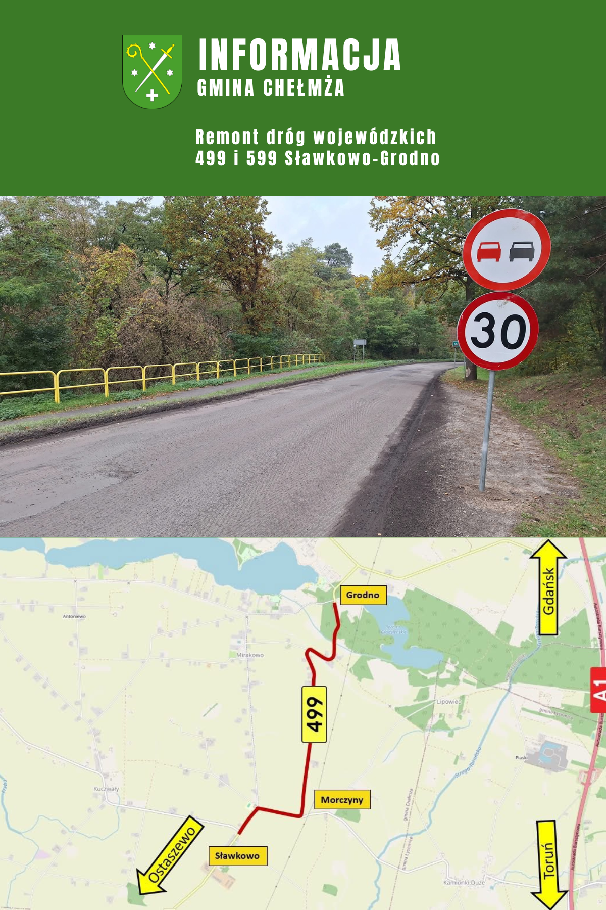 Remont Drogi Wojewódzkiej nr 499. Odcinek Sławkowo - Grodno.