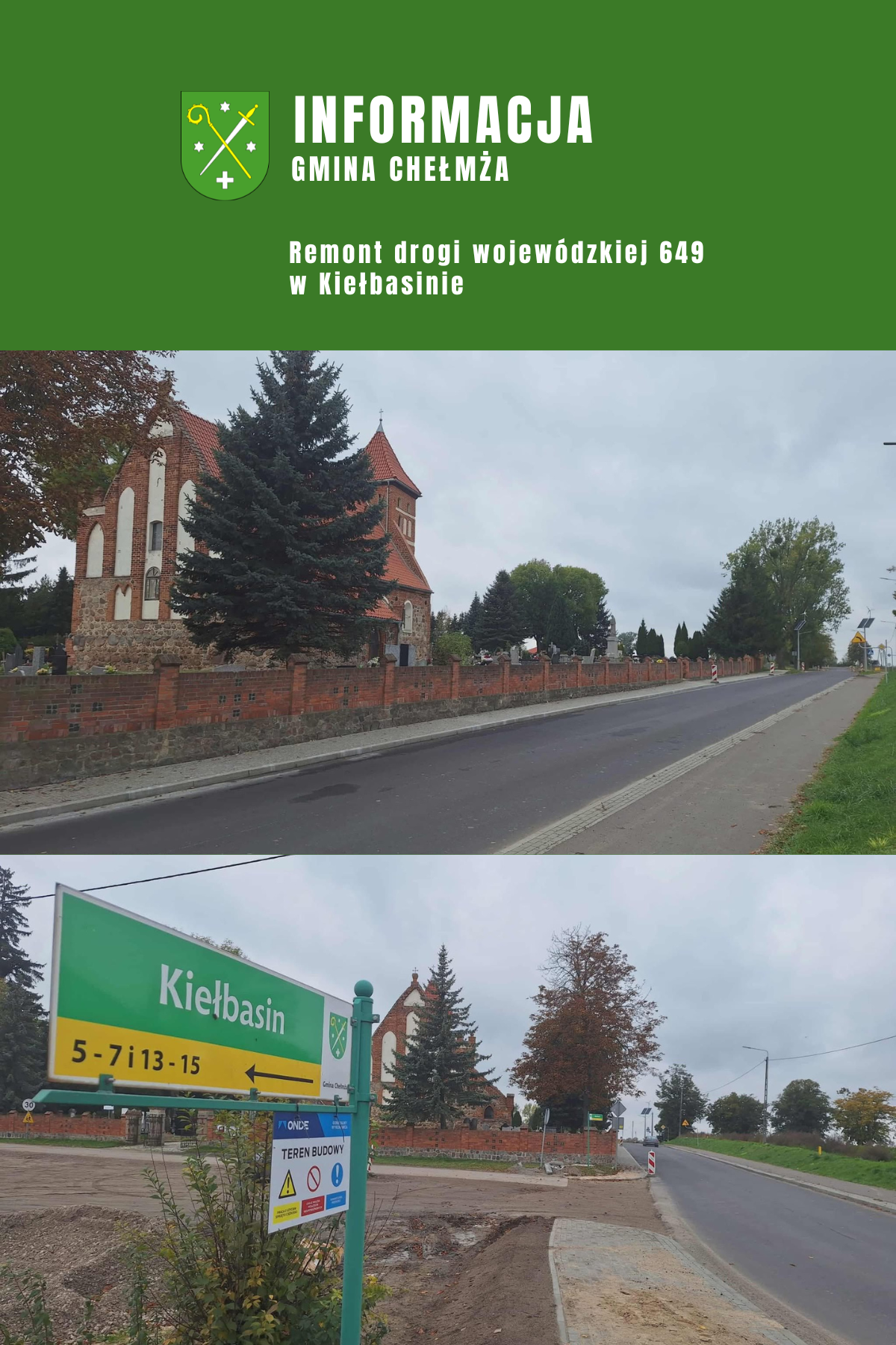 Remont Drogi Wojewódzkiej nr 649 w Kiełbasinie.