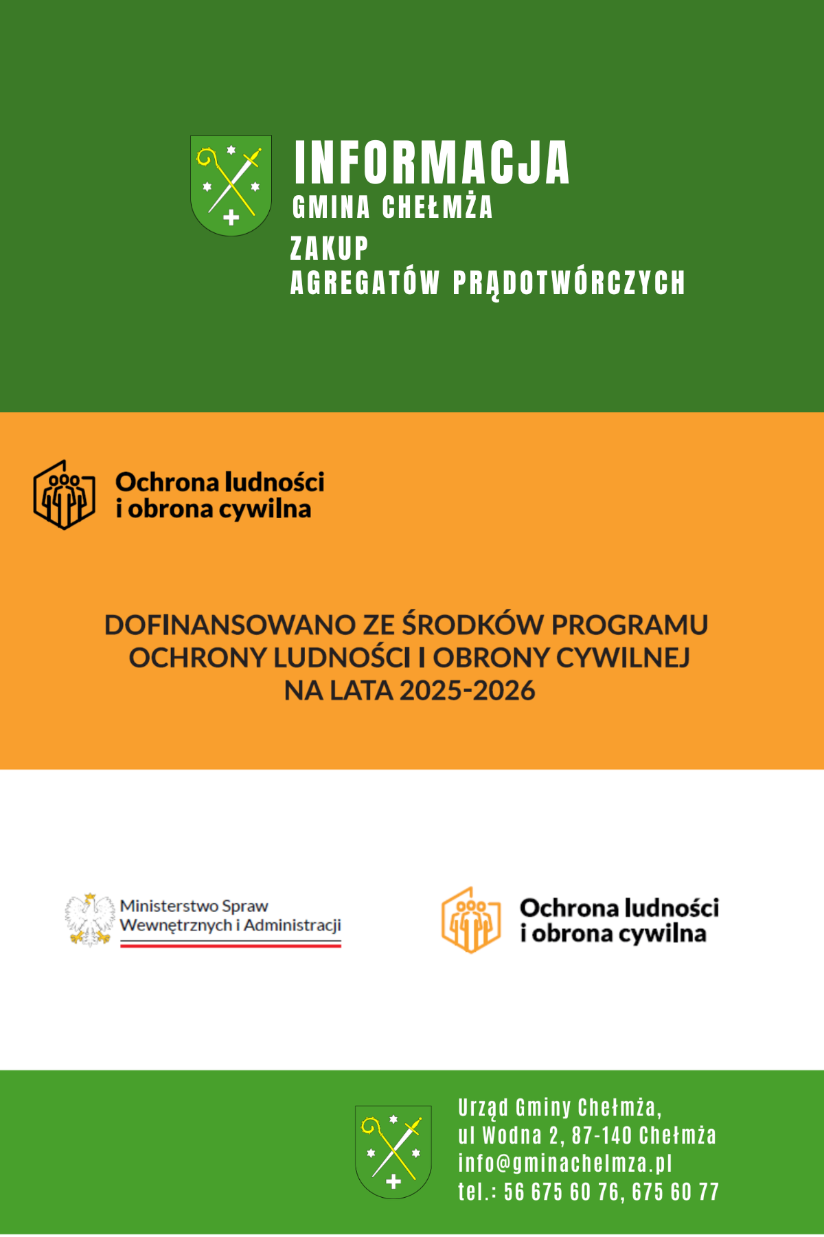 Zakup i dostawa sprzętu dla Gminy Chełmża w ramach programu Ochrony Ludności i Obrony Cywilnej