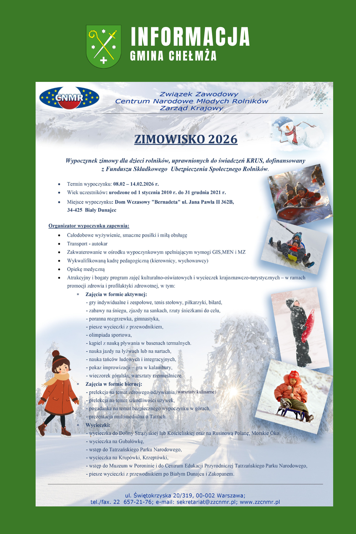 ZIMOWISKO 2026 – informacja!