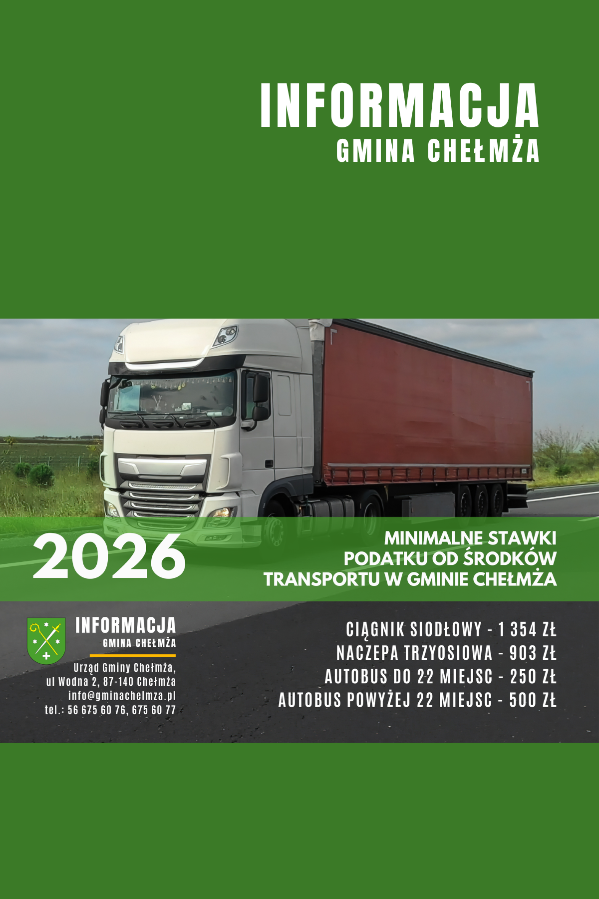 Minimalne stawki podatku od środków transportu!